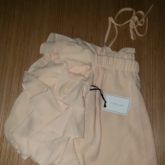 1.State light pink ruffled off shoulder top - Picture 2 of 5